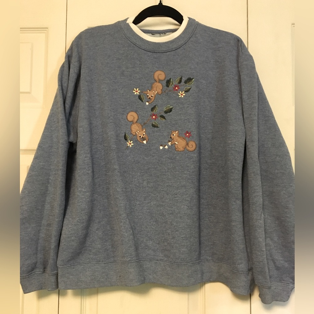 Classic Elements Embroidered Squirrel Crewneck